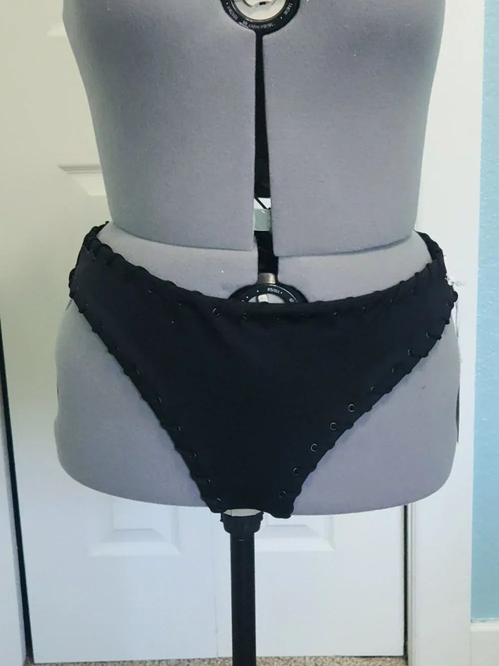 Good American Lace Up Bikini Bottom Black 3XL GSW0949 NWT Swimwear